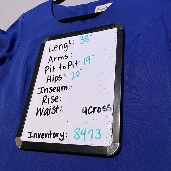 Vintage Jennifer James Blue Sheath Dress Midi Back Zip Womens Size 10 - Picture 9 of 10